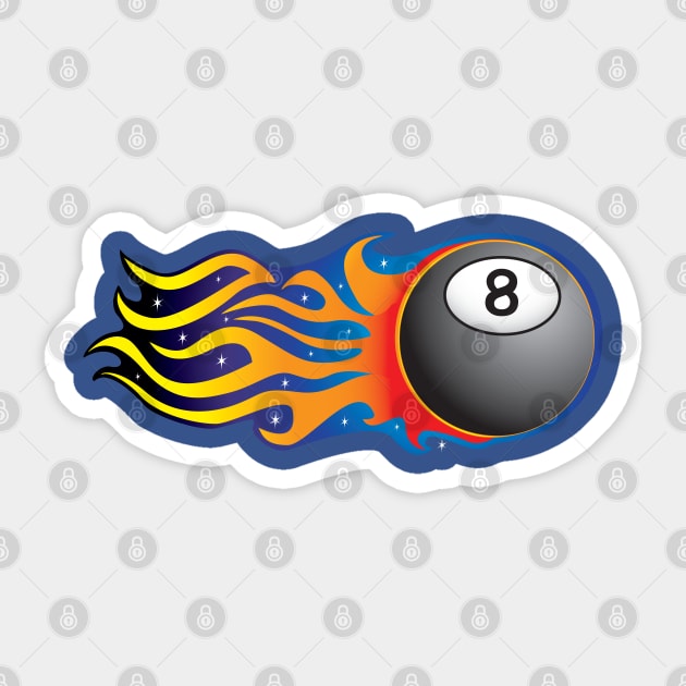 Flaming Eight Ball Sticker by KEWDesign